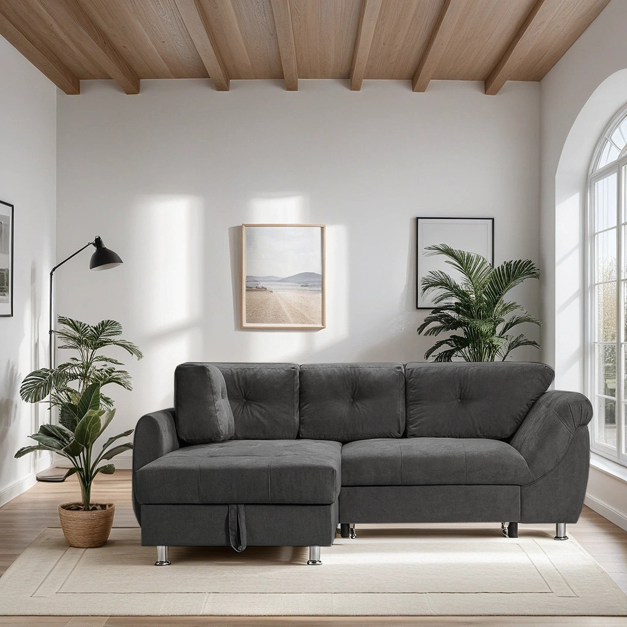 Colțar Extensibil MERLIN, cu lada depozitare, variante stânga/dreapta, 230 x 190 x 93 cm Prestige Home