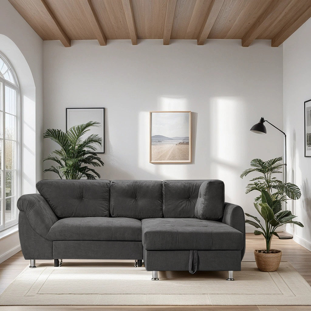 Colțar Extensibil MERLIN, cu lada depozitare, variante stânga/dreapta, 230 x 190 x 93 cm Prestige Home