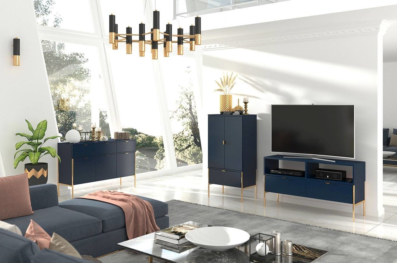 Comoda inalta Elegance, Navy blue Arboteca