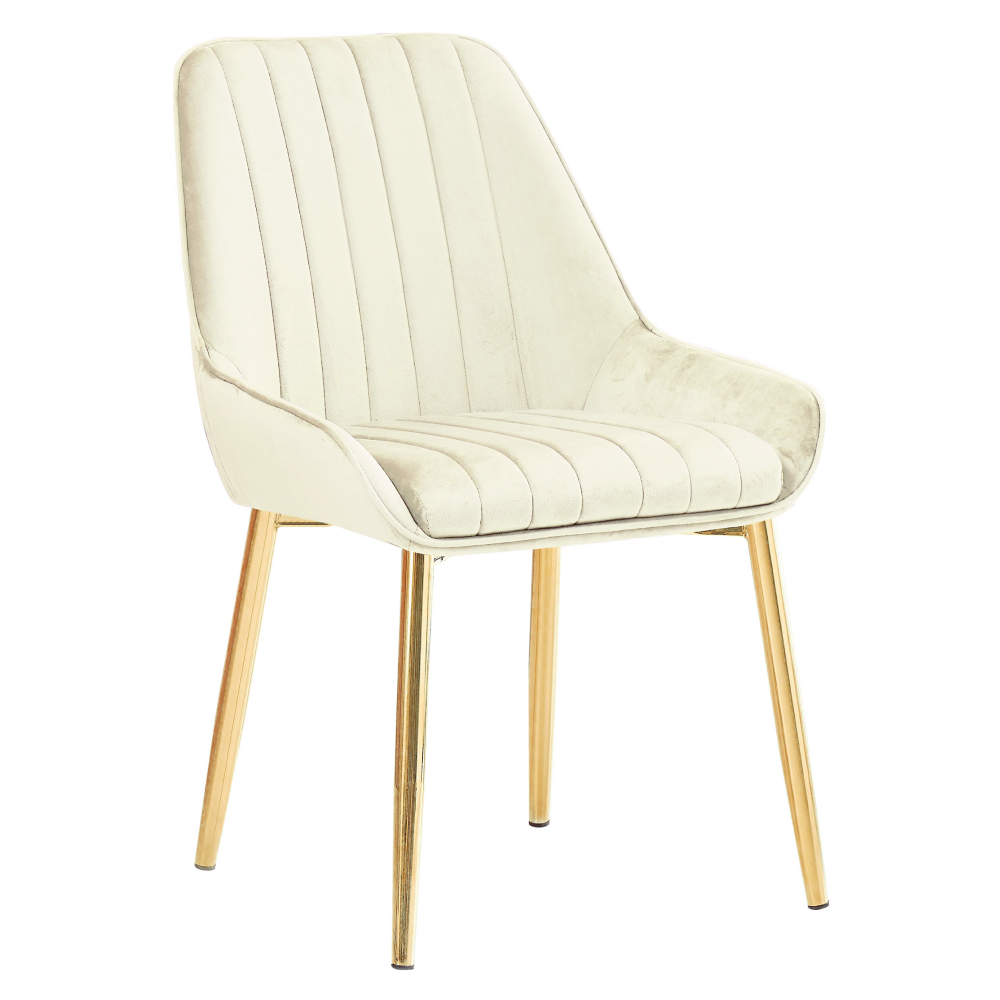 Scaun de dining NOCERA, bej țesătură Velvet/gold crom-auriu, 56x62x89 cm Kondela
