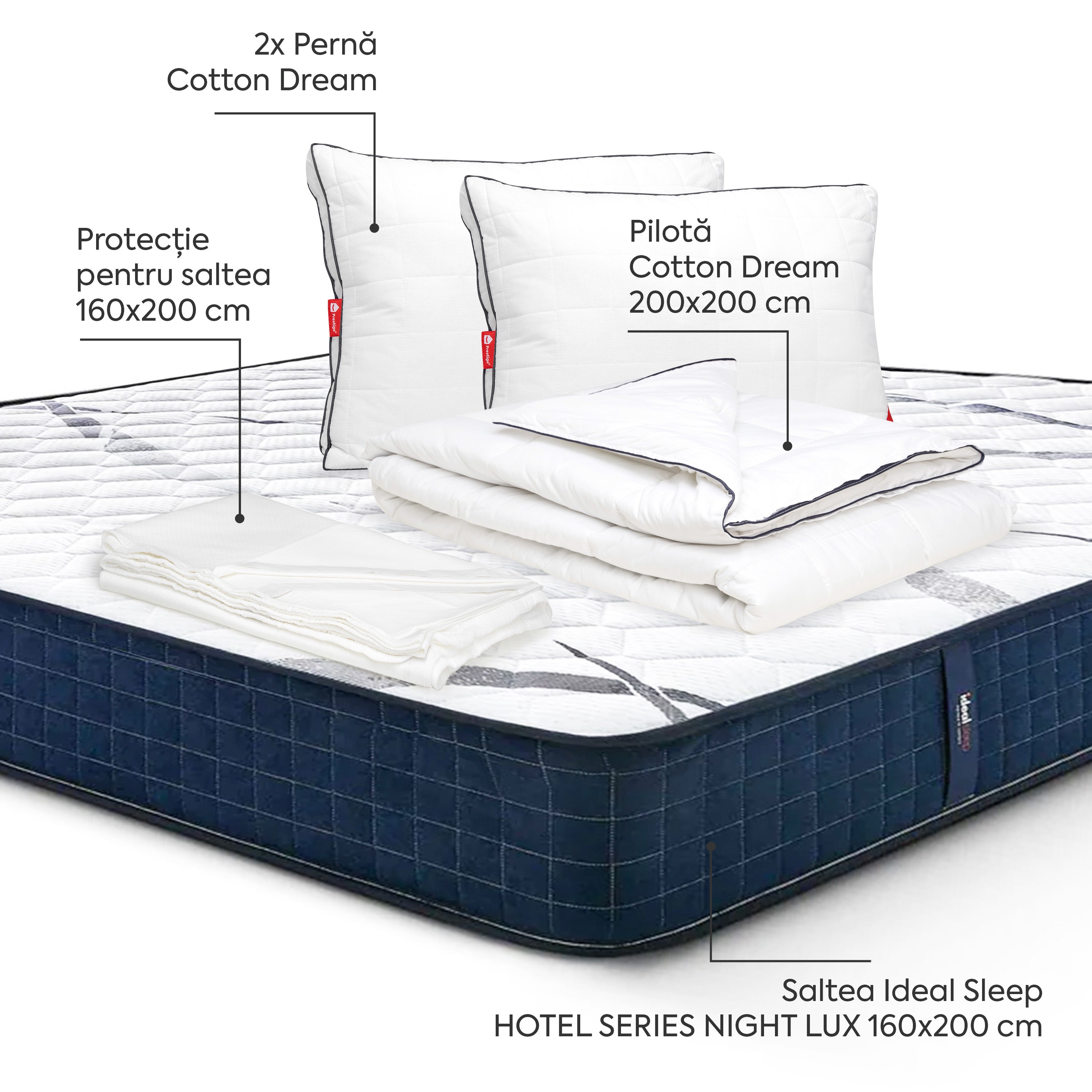 Pachet Saltea 160x200 Cotton Dream Double Arboteca