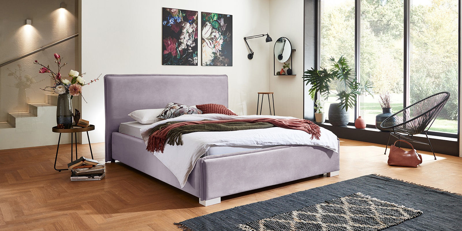 Pat Tapițat Nice, cu somieră rabatabilă și ladă de depozitare, Prestigehome.ro, Prestige, #Color_swing-violet