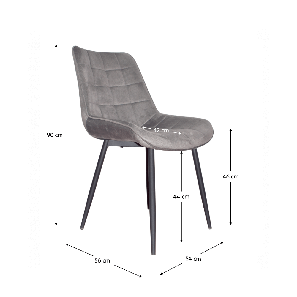 Scaun SIGUENZA, gri/negru, catifea/metal, 54x56x90 cm Kondela