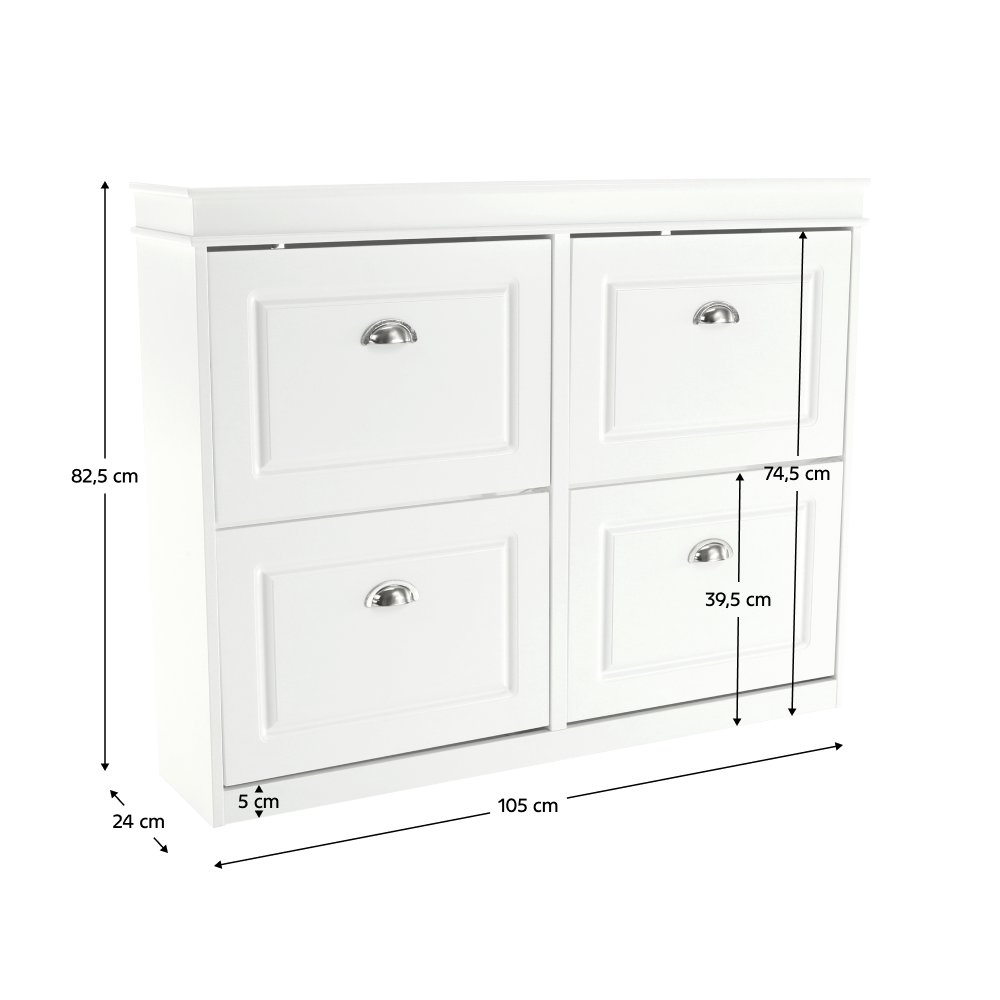 Pantofar SEBER TYP 5, 2 uși, alb, 105 cm Kondela