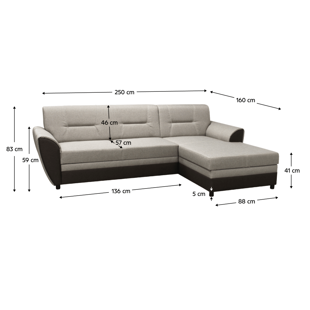 Canapea extensibilă PADOVA, maro/gri-bej taupe, pe dreapta Kondela