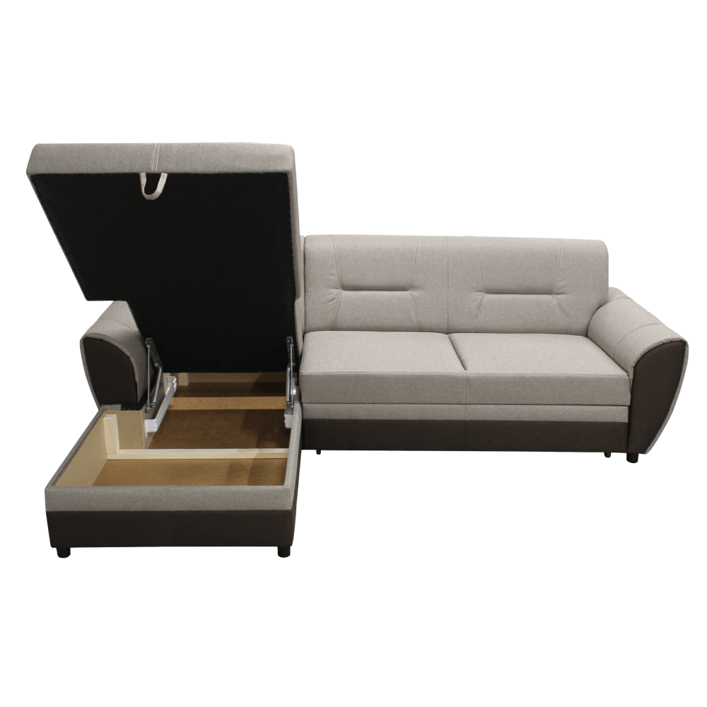 Set canapea extensibilă PADOVA, maro/gri-bej taupe, pe stânga, 250x16x83 cm Kondela