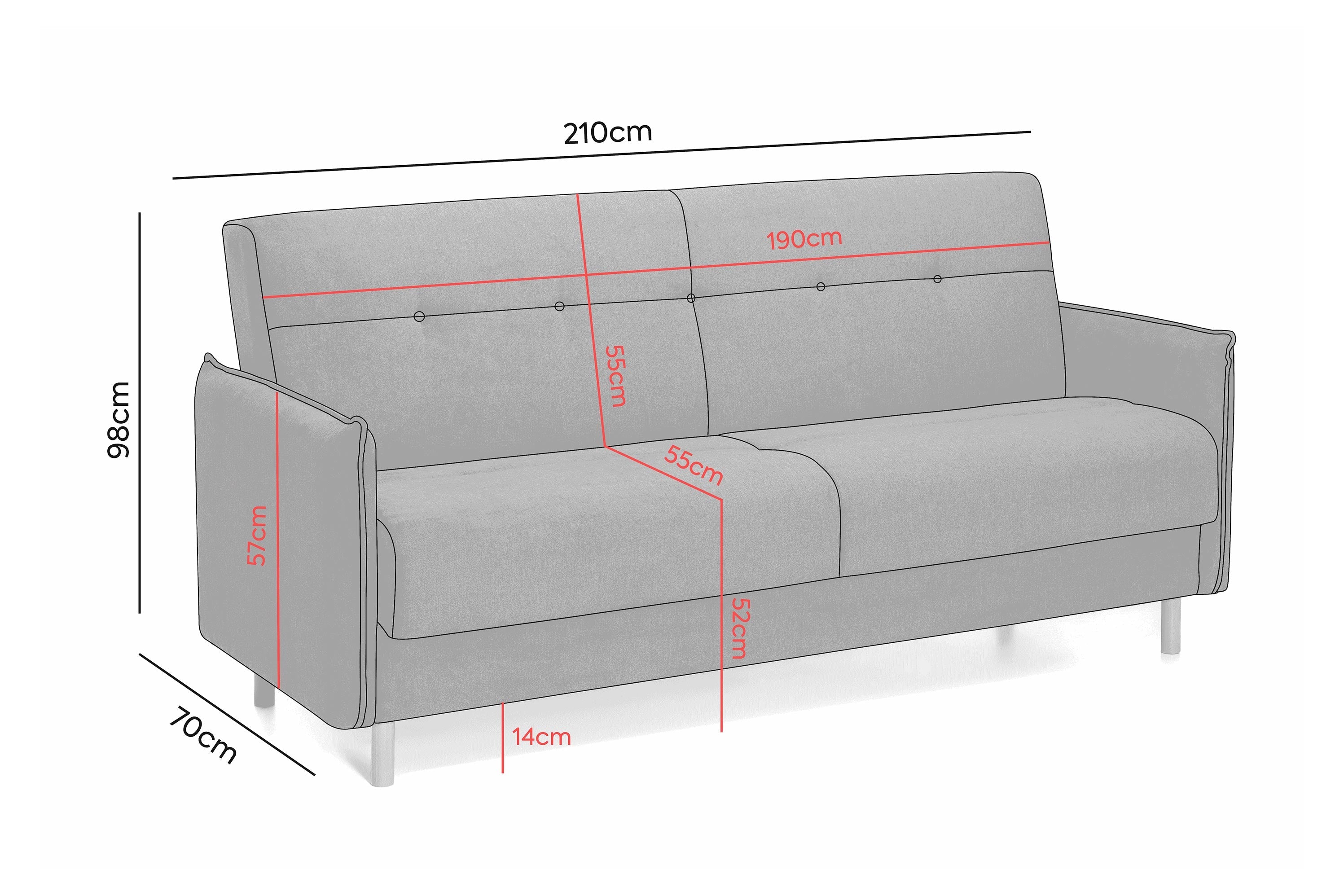 Canapea Extensibilă 3 locuri STONE, cu ladă de depozitare, 210x70x98 cm Prestige Home