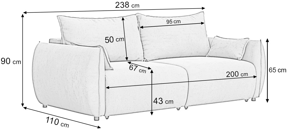 Canapea Extensibilă 3 locuri OSAKA, cu ladă depozitare, 238x110x90 cm Prestige Home