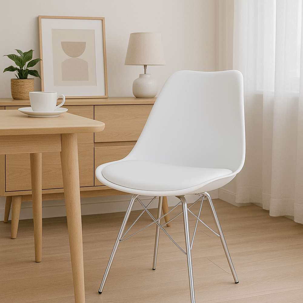 Scaun VITTORIA, alb/crom, metal/plastic/piele eco, 48x57x83 cm Kondela