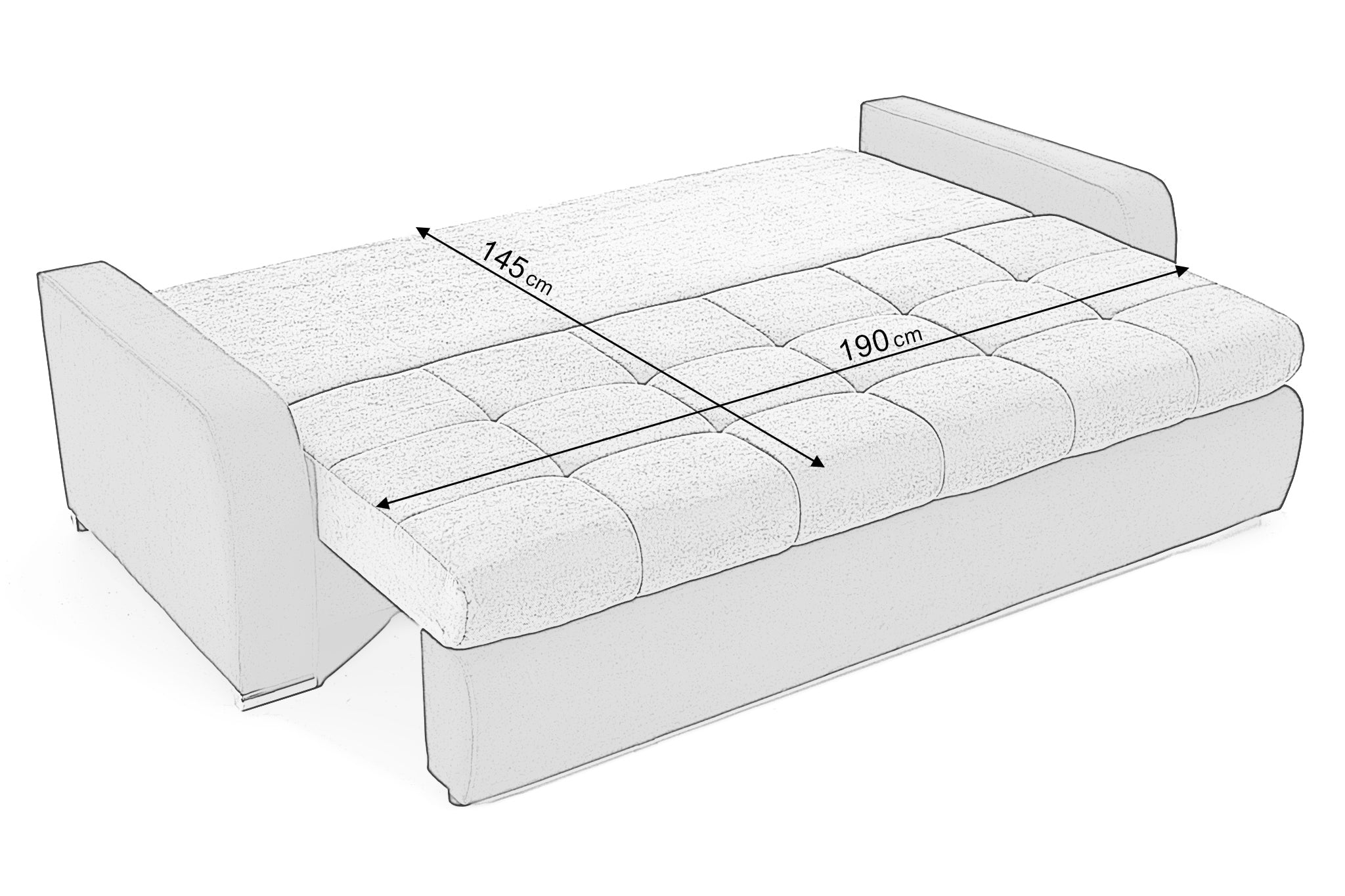 Canapea Extensibilă 3 locuri VENETIA, cu ladă de depozitare, 220x100x90 cm Prestige Home