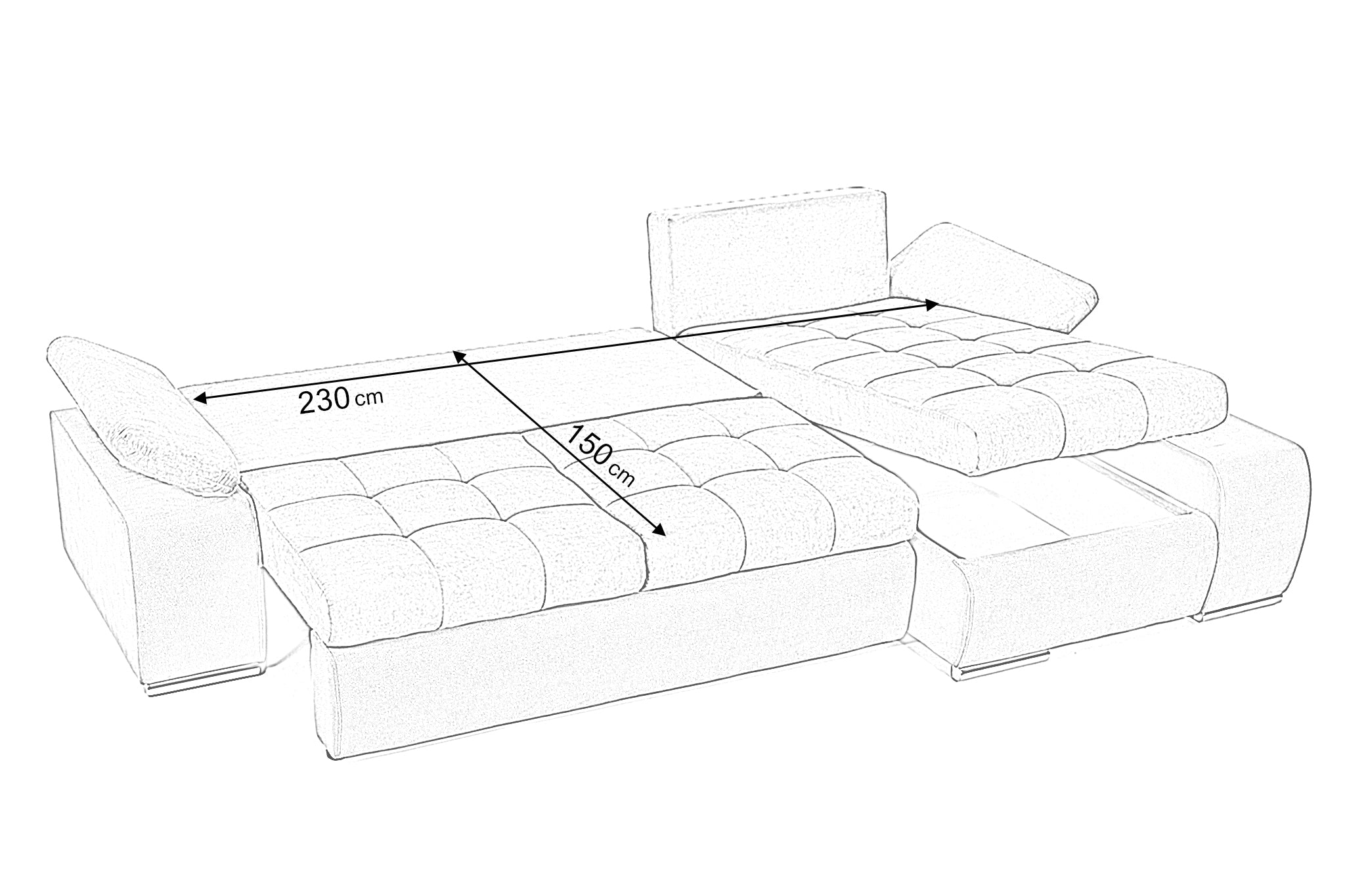 Colțar Extensibil VENETIA, cu ladă de depozitare, variante stânga/dreapta 290x170x80 cm Prestige Home