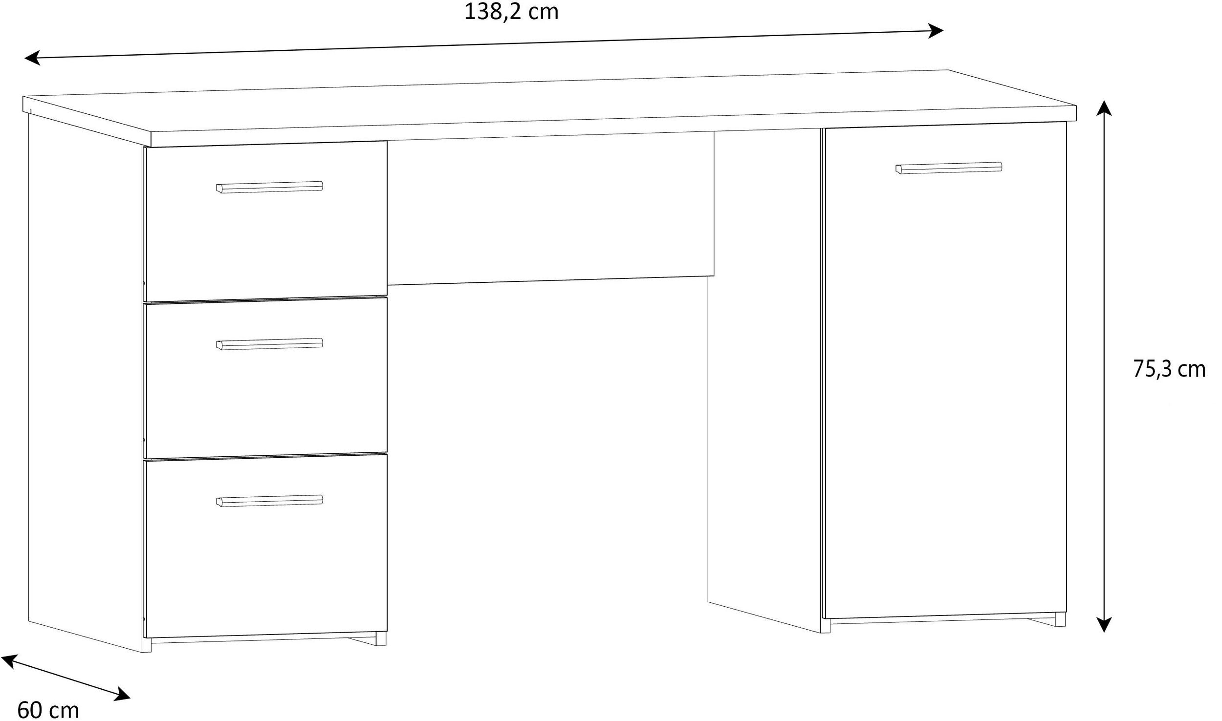 Birou Neuss cu sertare, PAL, alb, 138,2×60×75,3 cm Arboteca