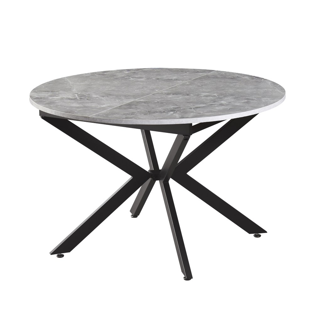 Masă dining extensibilă BAIONA TIP 2, beton/neagră, 120x120-160x75 cm Kondela