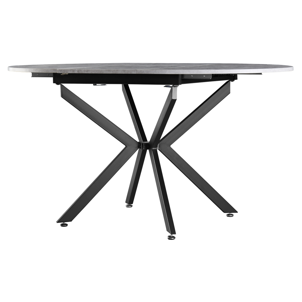 Masă dining extensibilă, beton/neagră, 120x120-160x75 cm, ABERO TIP 2 Kondela