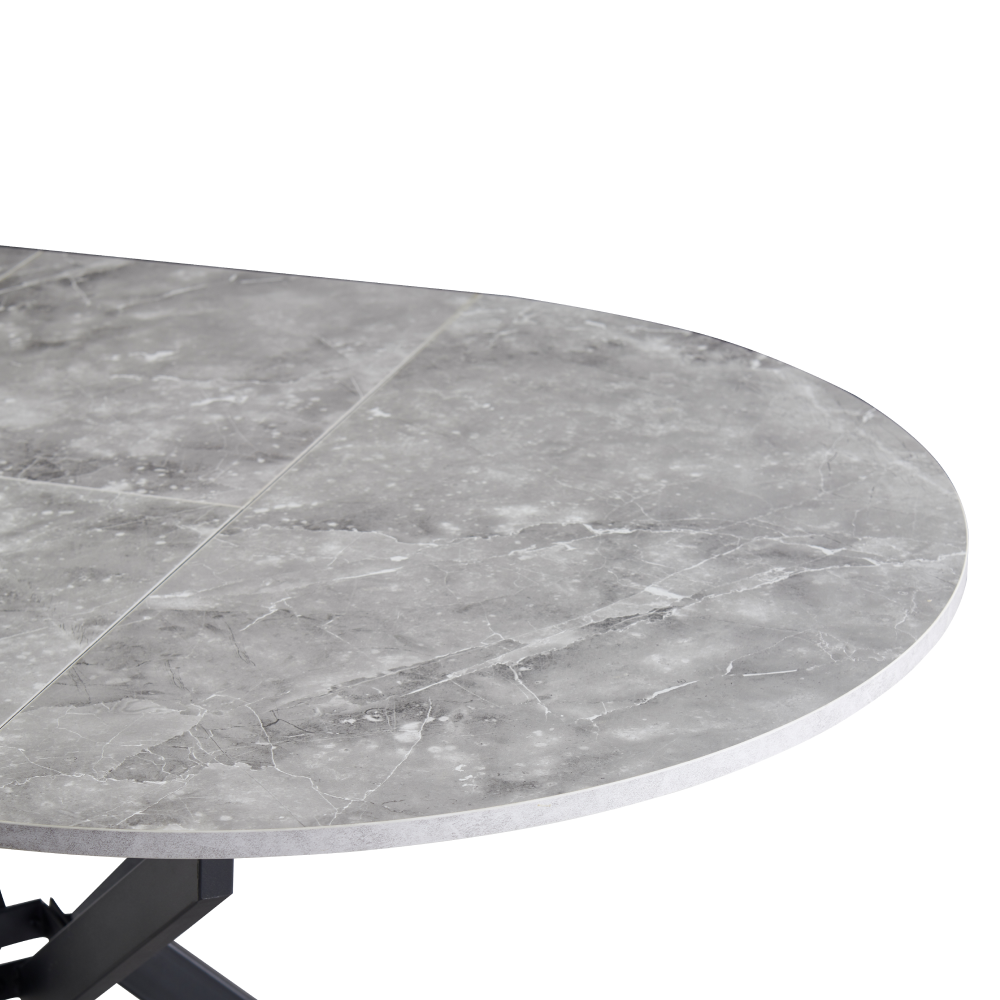 Masă dining extensibilă, beton/neagră, 120x120-160x75 cm, ABERO TIP 2 Kondela