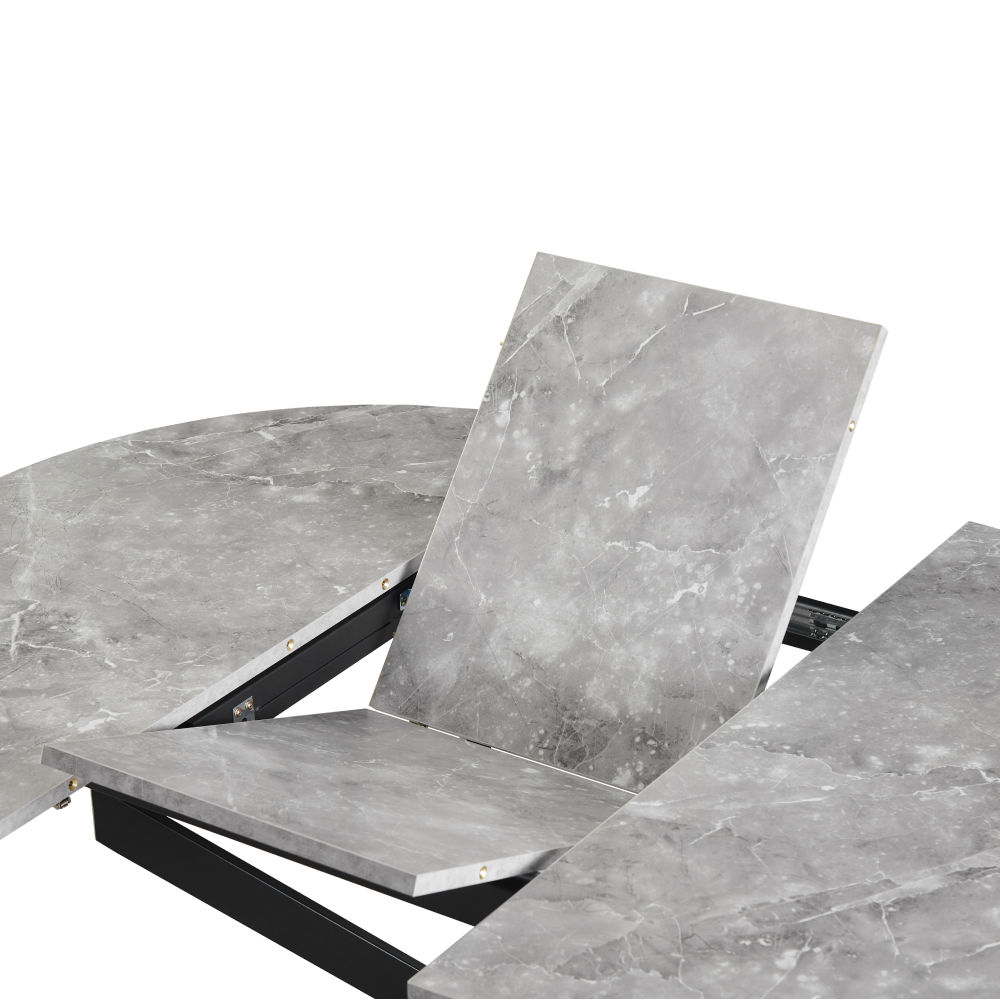 Masă dining extensibilă BAIONA TIP 2, beton/neagră, 120x120-160x75 cm Kondela