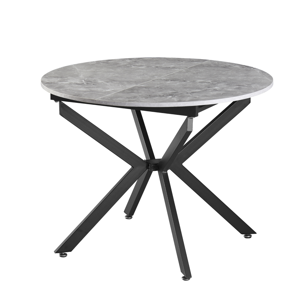 Masă dining extensibilă, beton/neagră, 120x120-160x75 cm, ABERO TIP 2 Kondela