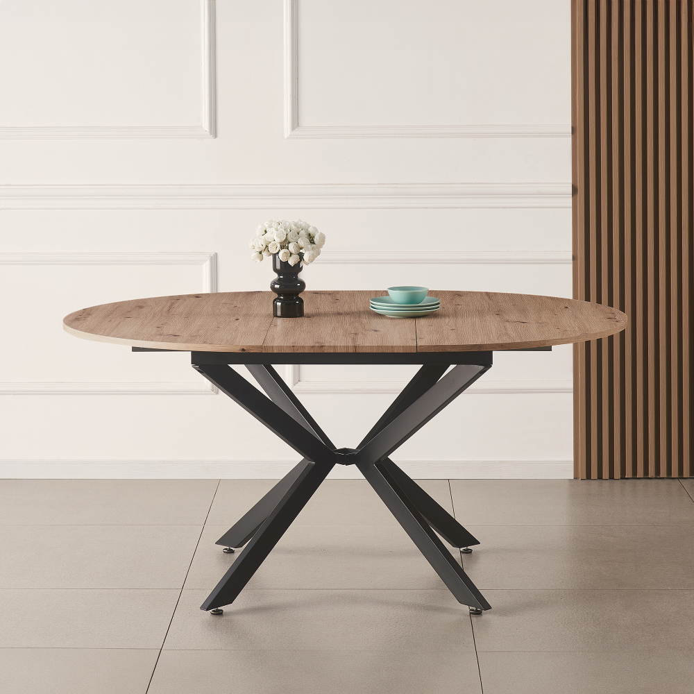 Masă extensibilă de dining, stejar artisan / neagră, 100x100-140x75 cm, ABERO TIP 1 Kondela