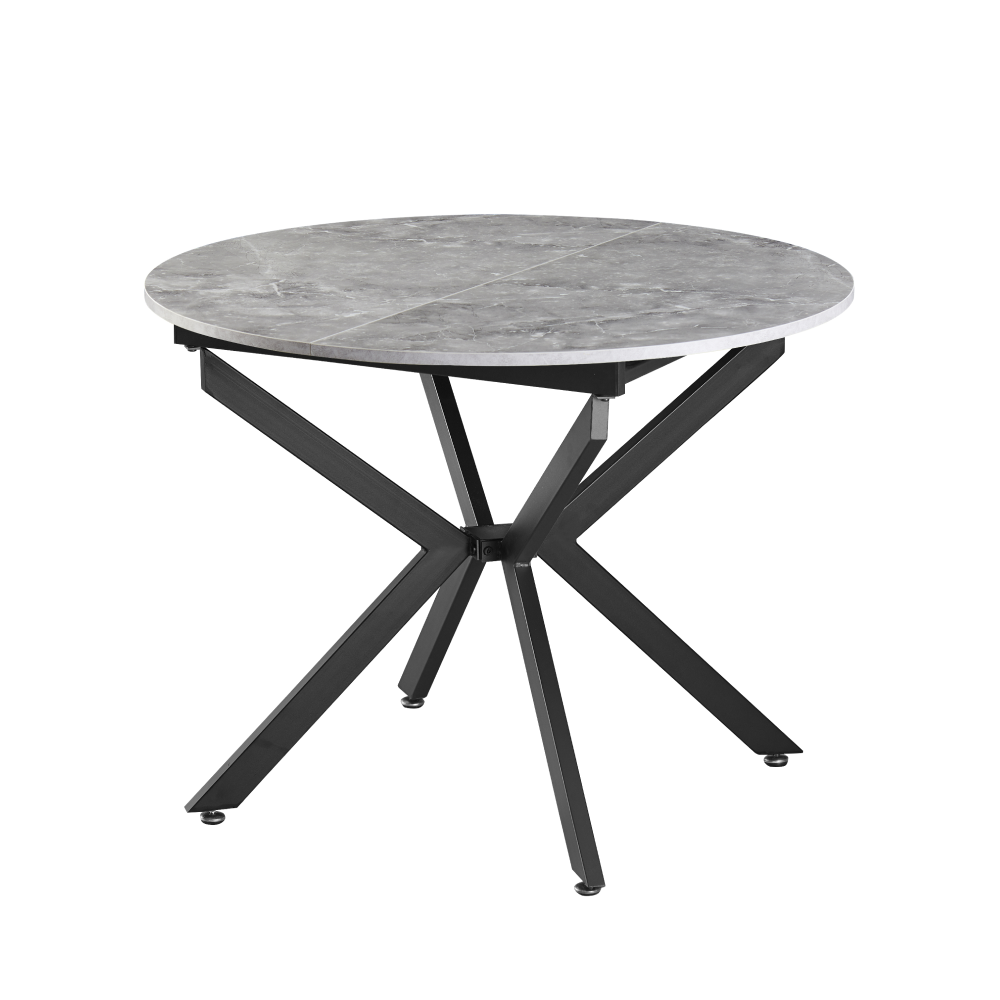 Masă extensibilă de dining, beton/neagră, 100x100-140x75 cm, ABERO TIP 1 Kondela