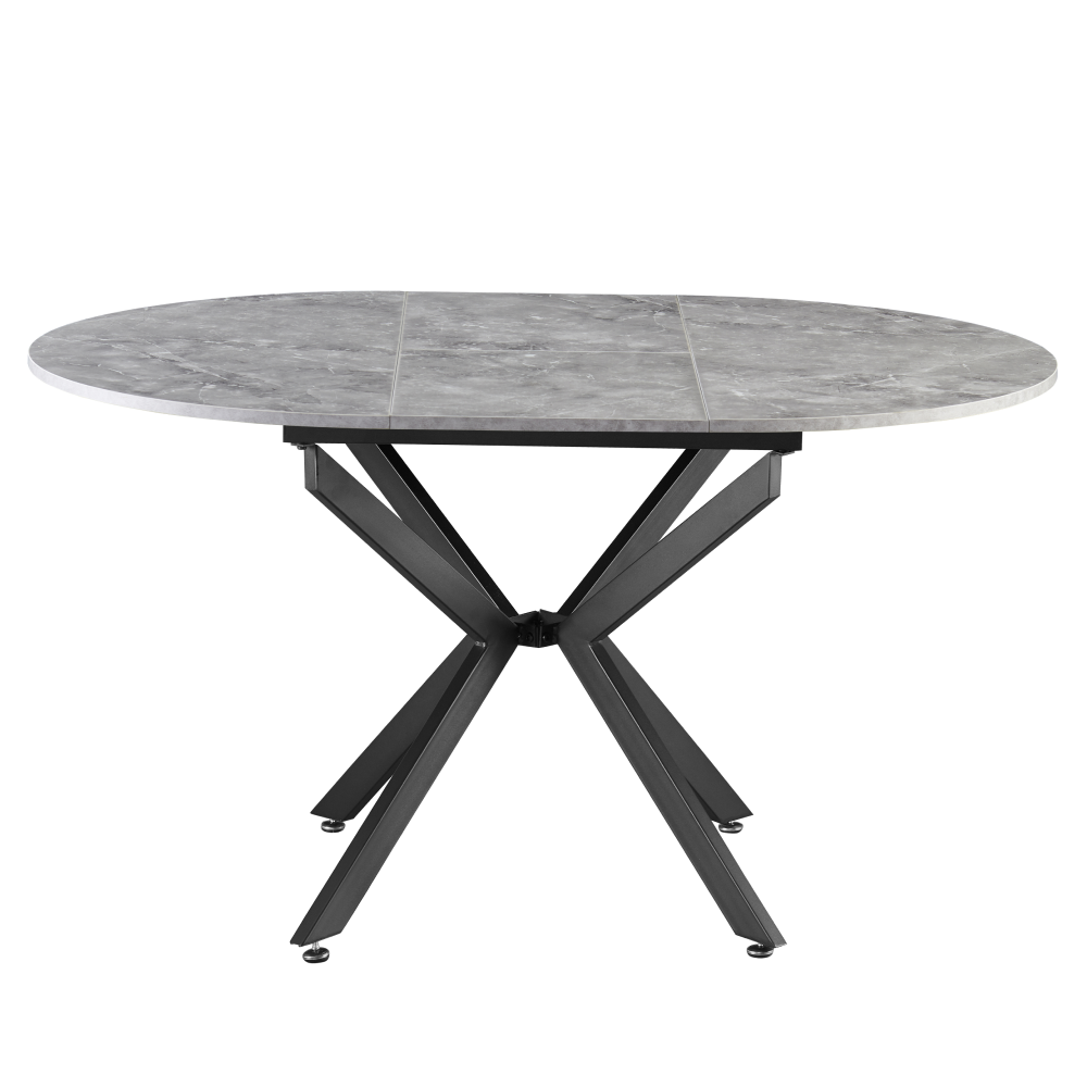Masă extensibilă de dining, beton/neagră, 100x100-140x75 cm, ABERO TIP 1 Kondela