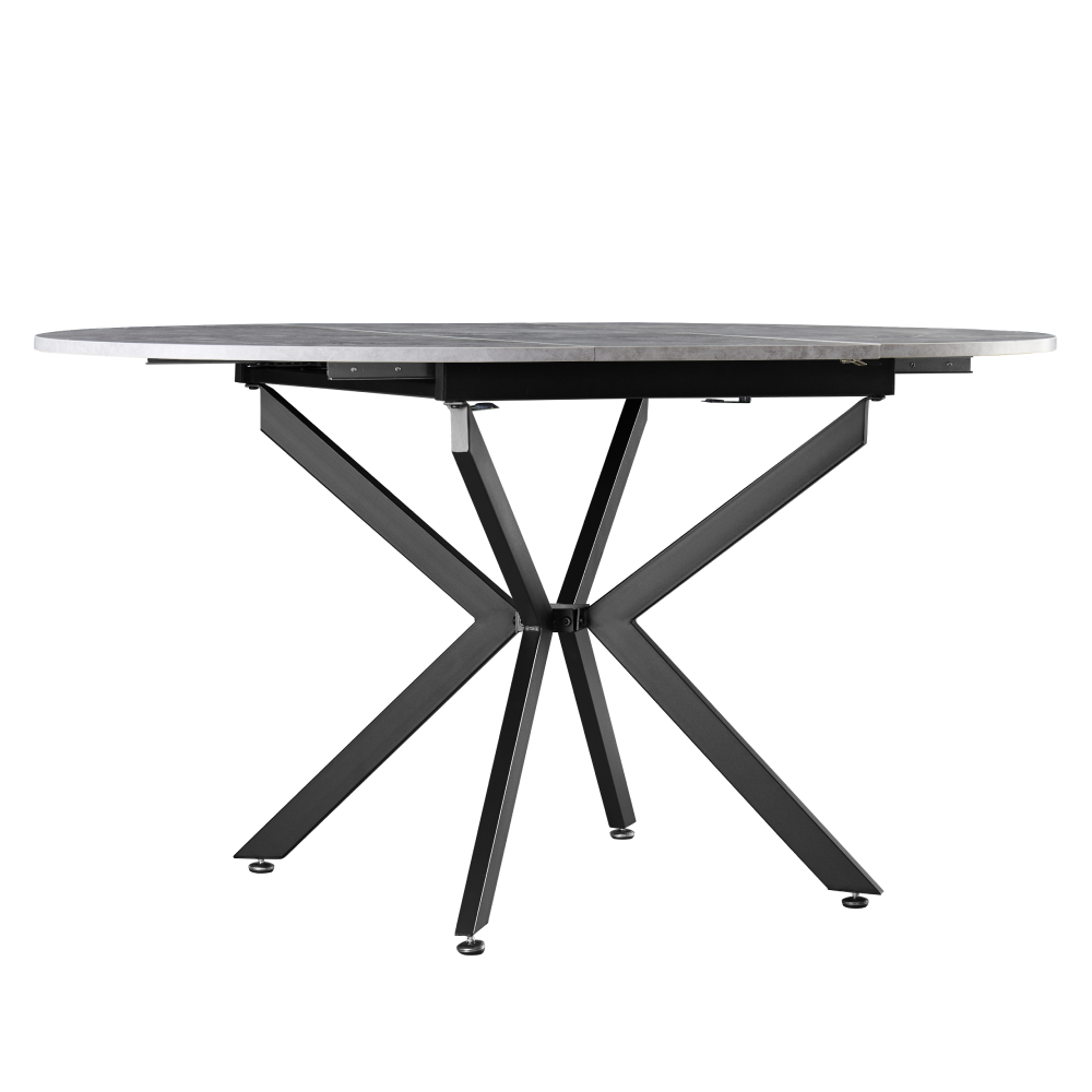 Masă extensibilă de dining, beton/neagră, 100x100-140x75 cm, ABERO TIP 1 Kondela