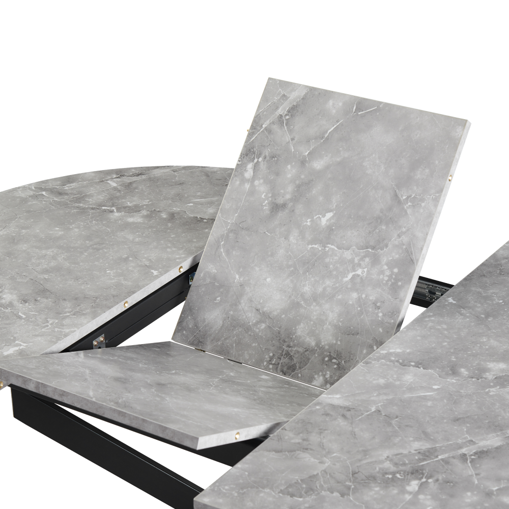 Masă extensibilă de dining, beton/neagră, 100x100-140x75 cm, ABERO TIP 1 Kondela