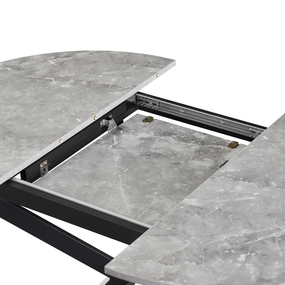 Masă extensibilă de dining BAIONA TIP 1, beton/neagră, 100x100-140x75 cm Kondela