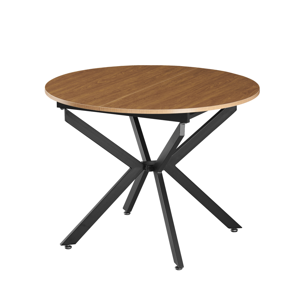 Masă extensibilă de dining, stejar deschis/neagră, 100x100-140x75 cm, ABERO TIP 1 Kondela