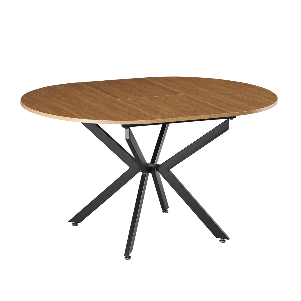 Masă extensibilă de dining, stejar deschis/neagră, 100x100-140x75 cm, ABERO TIP 1 Kondela