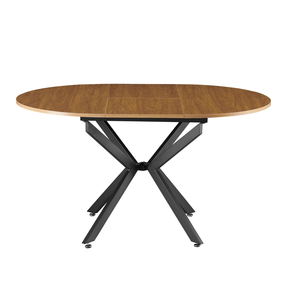 Masă extensibilă de dining, stejar deschis/neagră, 100x100-140x75 cm, ABERO TIP 1 Kondela