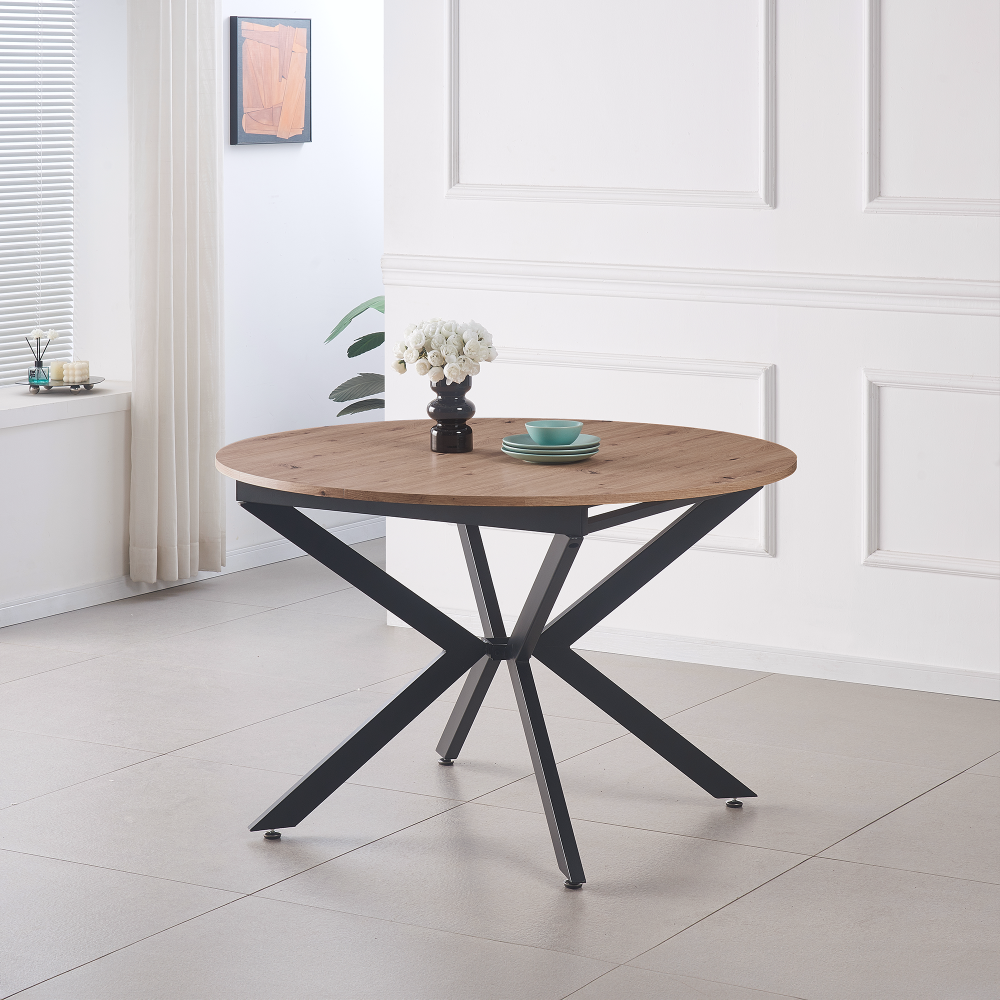 Masă dining extensibilă, stejar artisan / neagră, 120x120-160x75 cm, ABERO TIP 2 Kondela