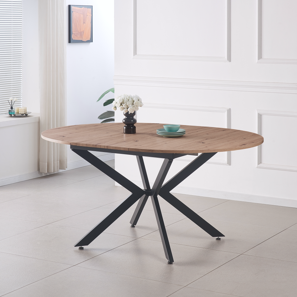 Masă dining extensibilă BAIONA TIP 2, stejar artisan / neagră, 120x120-160x75 cm Kondela