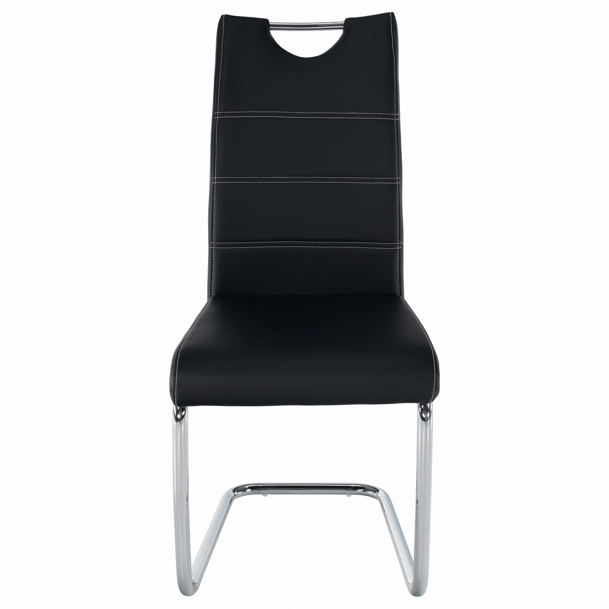 Scaun dining KOMIZA, negru / cusături deschise la culoare, piele PU + crom, 43x44x96 cm Kondela