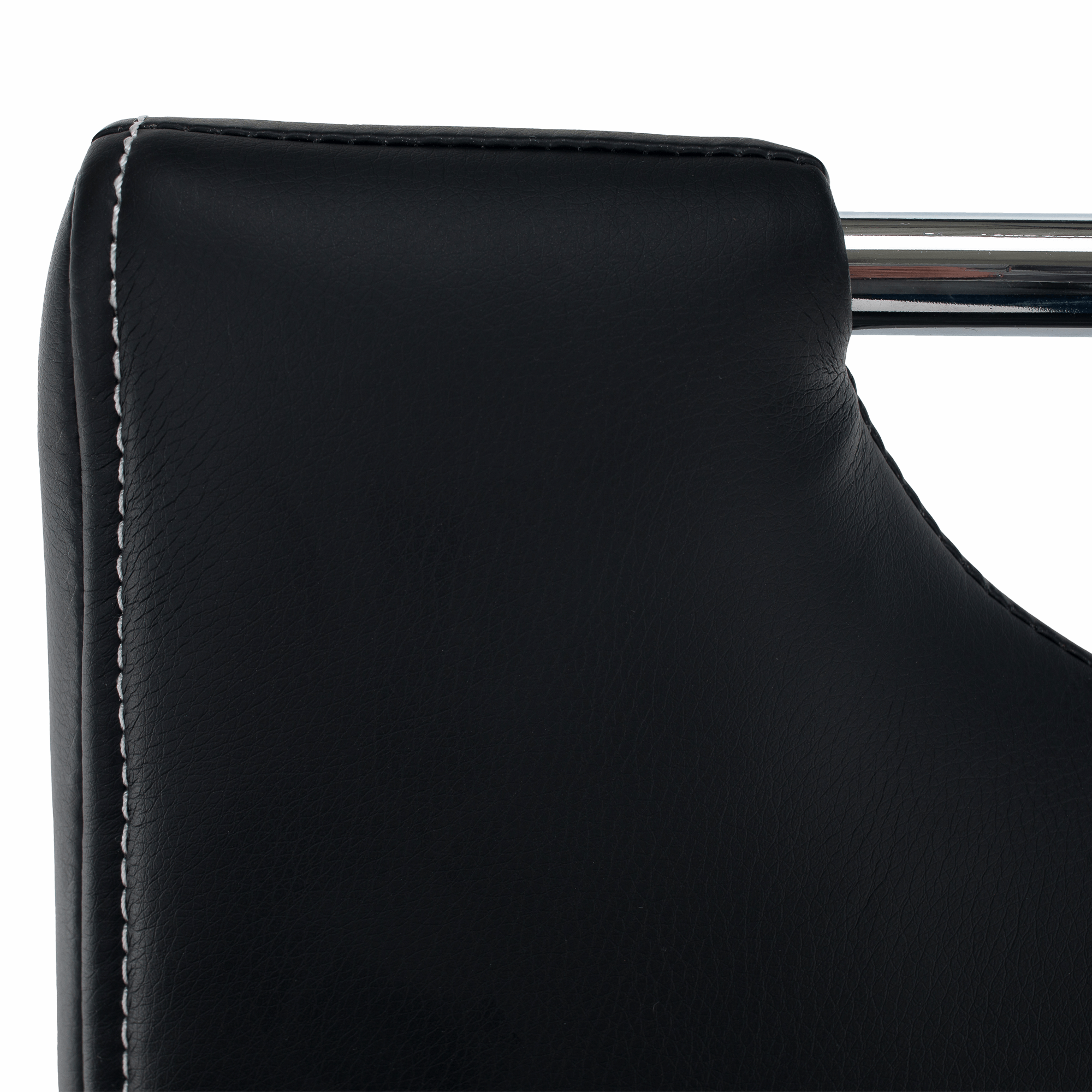 Scaun dining KOMIZA, negru / cusături deschise la culoare, piele PU + crom, 43x44x96 cm Kondela