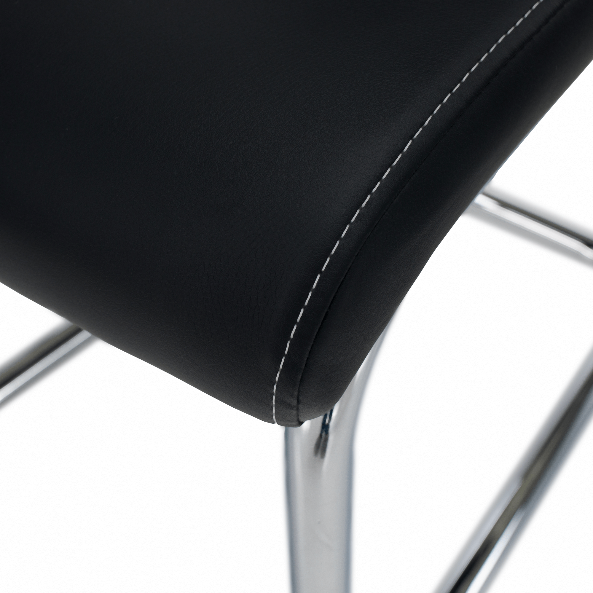 Scaun dining KOMIZA, negru / cusături deschise la culoare, piele PU + crom, 43x44x96 cm Kondela