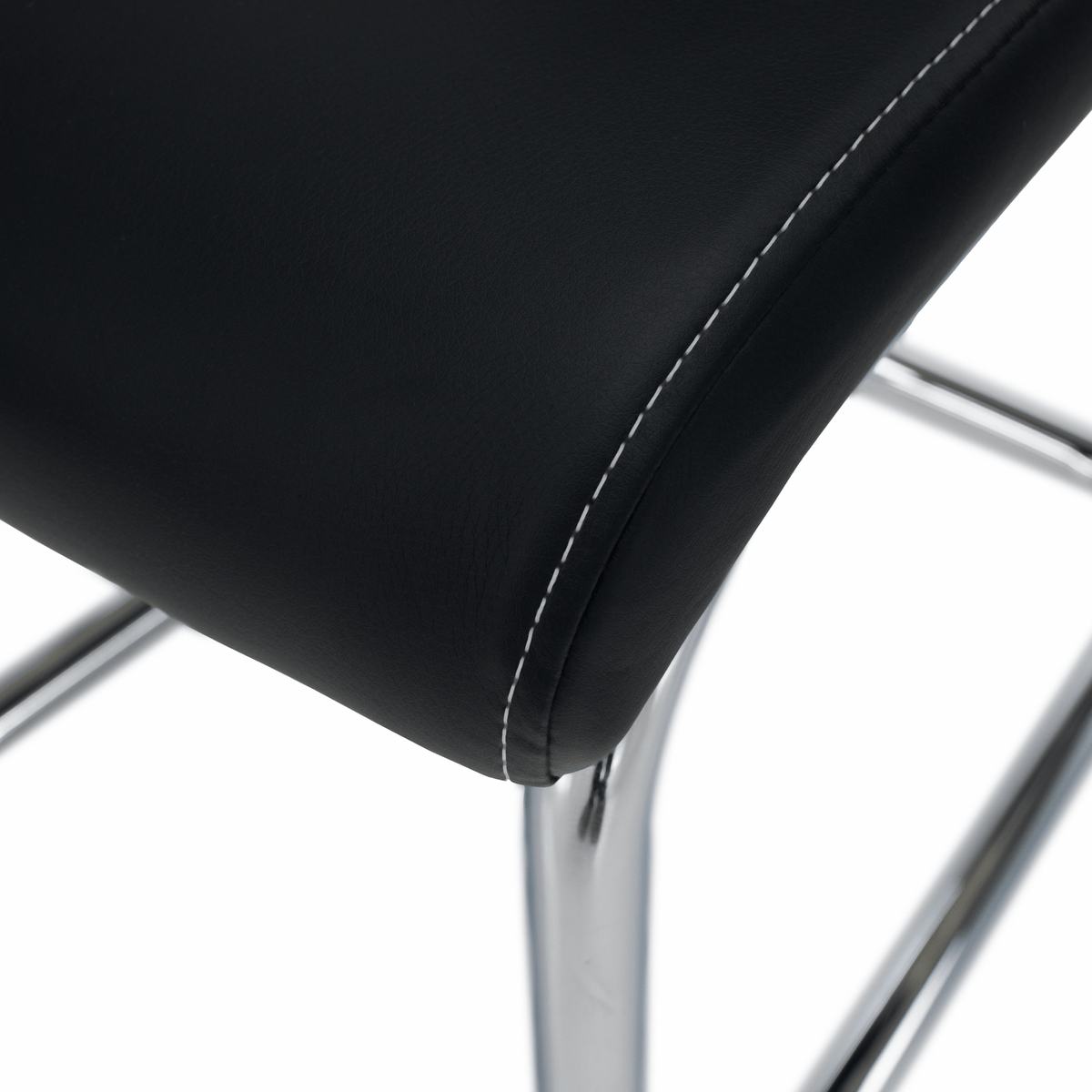 Scaun dining KOMIZA, negru / cusături deschise la culoare, piele PU + crom, 43x44x96 cm Kondela