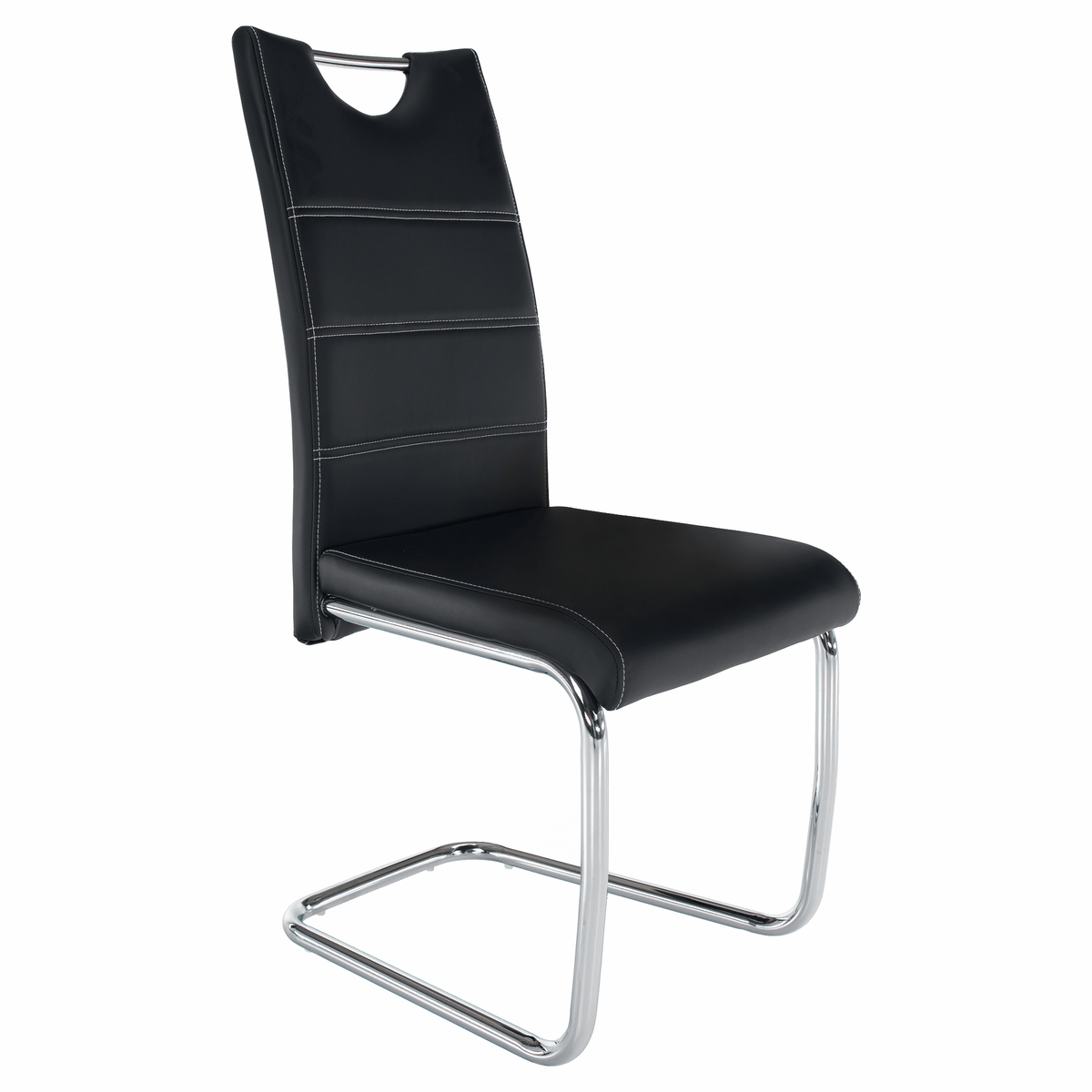 Scaun dining KOMIZA, negru / cusături deschise la culoare, piele PU + crom, 43x44x96 cm Kondela