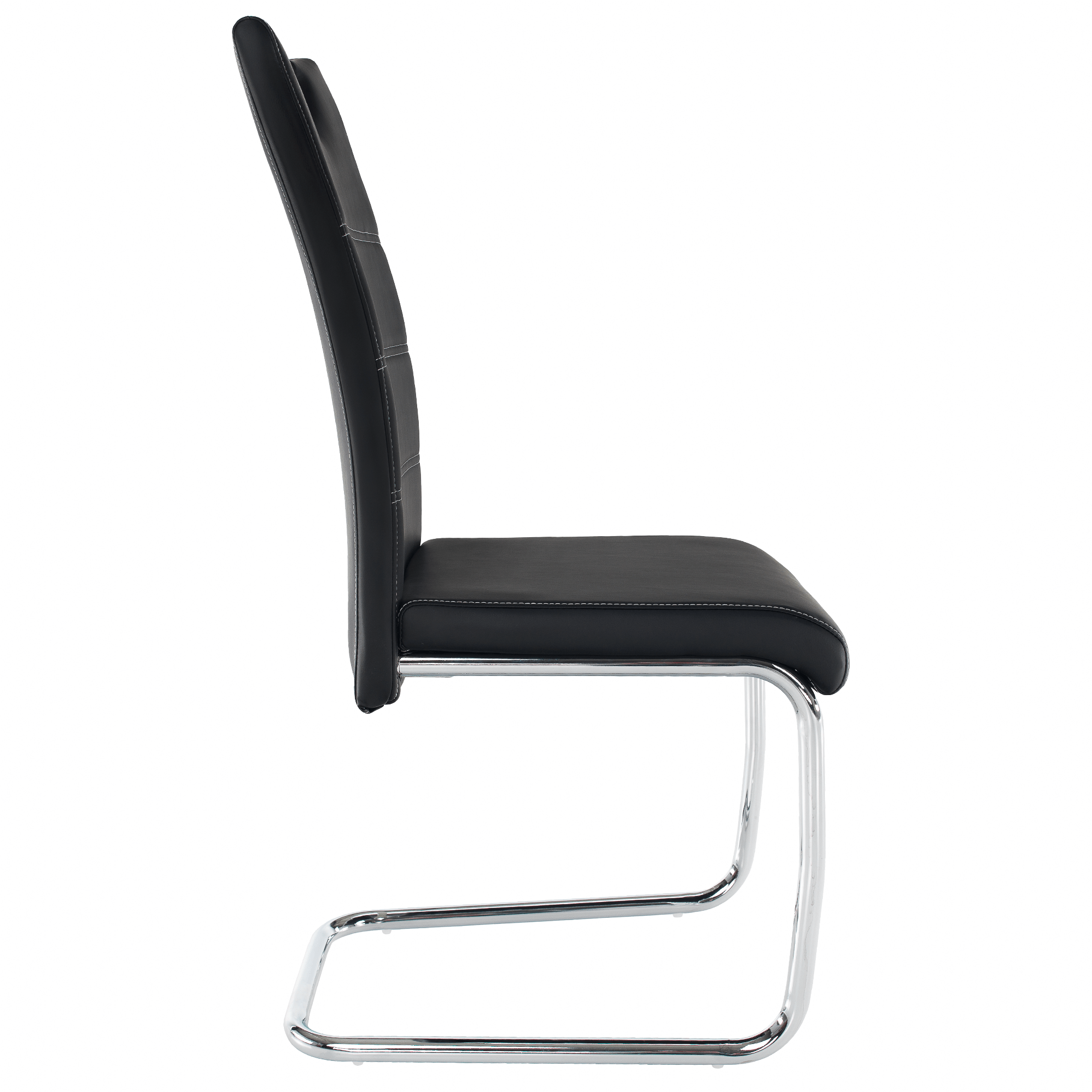 Scaun dining KOMIZA, negru / cusături deschise la culoare, piele PU + crom, 43x44x96 cm Kondela