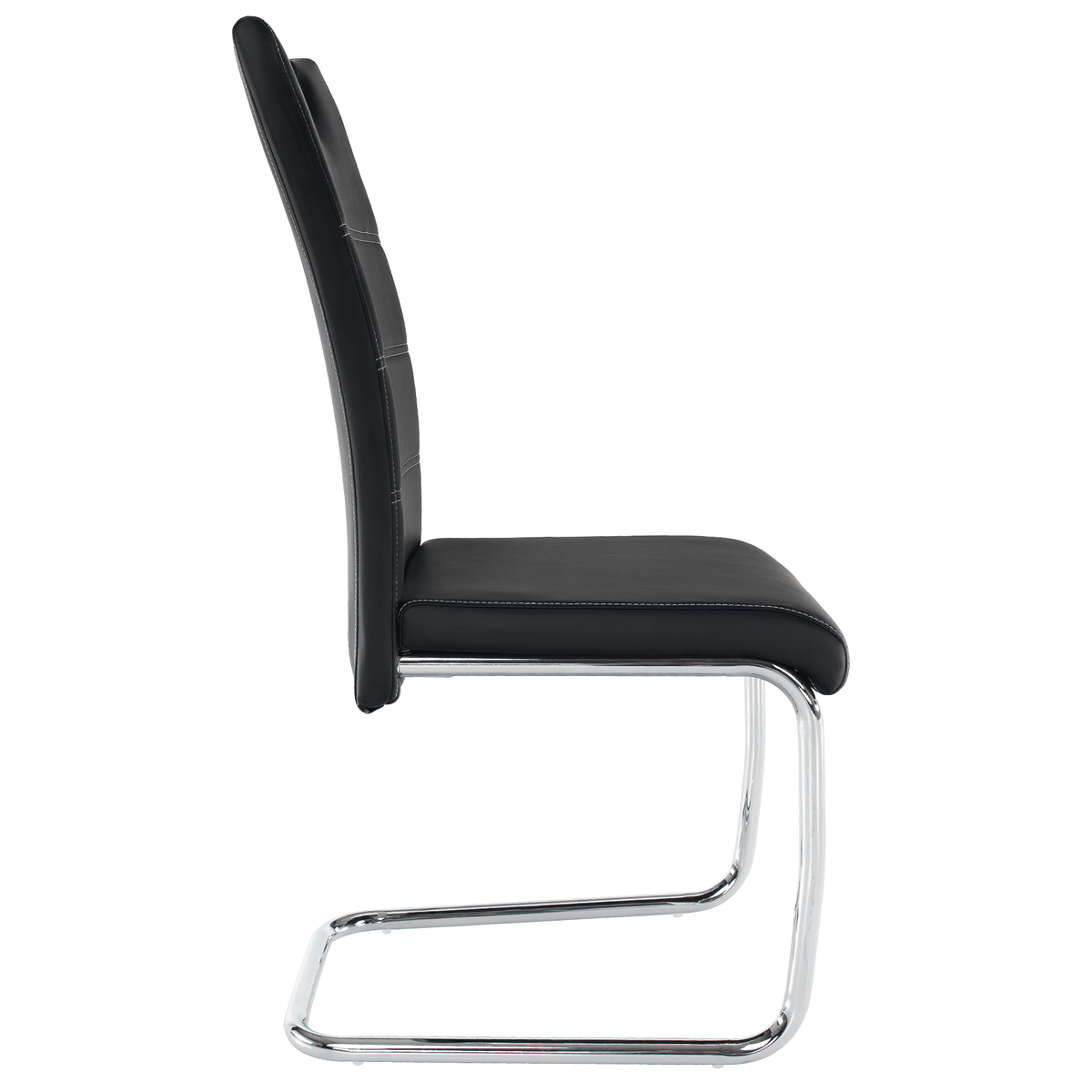 Scaun dining KOMIZA, negru / cusături deschise la culoare, piele PU + crom, 43x44x96 cm Kondela