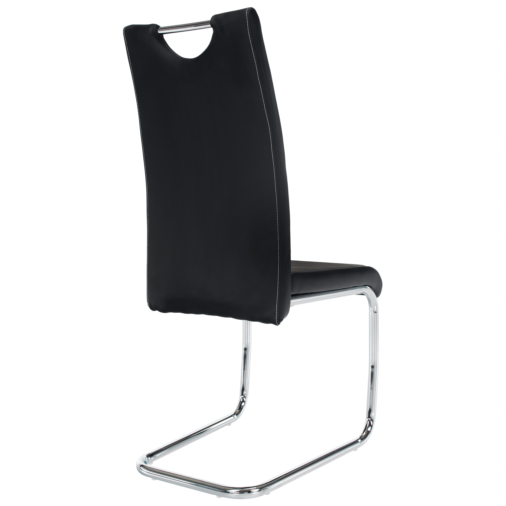 Scaun dining KOMIZA, negru / cusături deschise la culoare, piele PU + crom, 43x44x96 cm Kondela