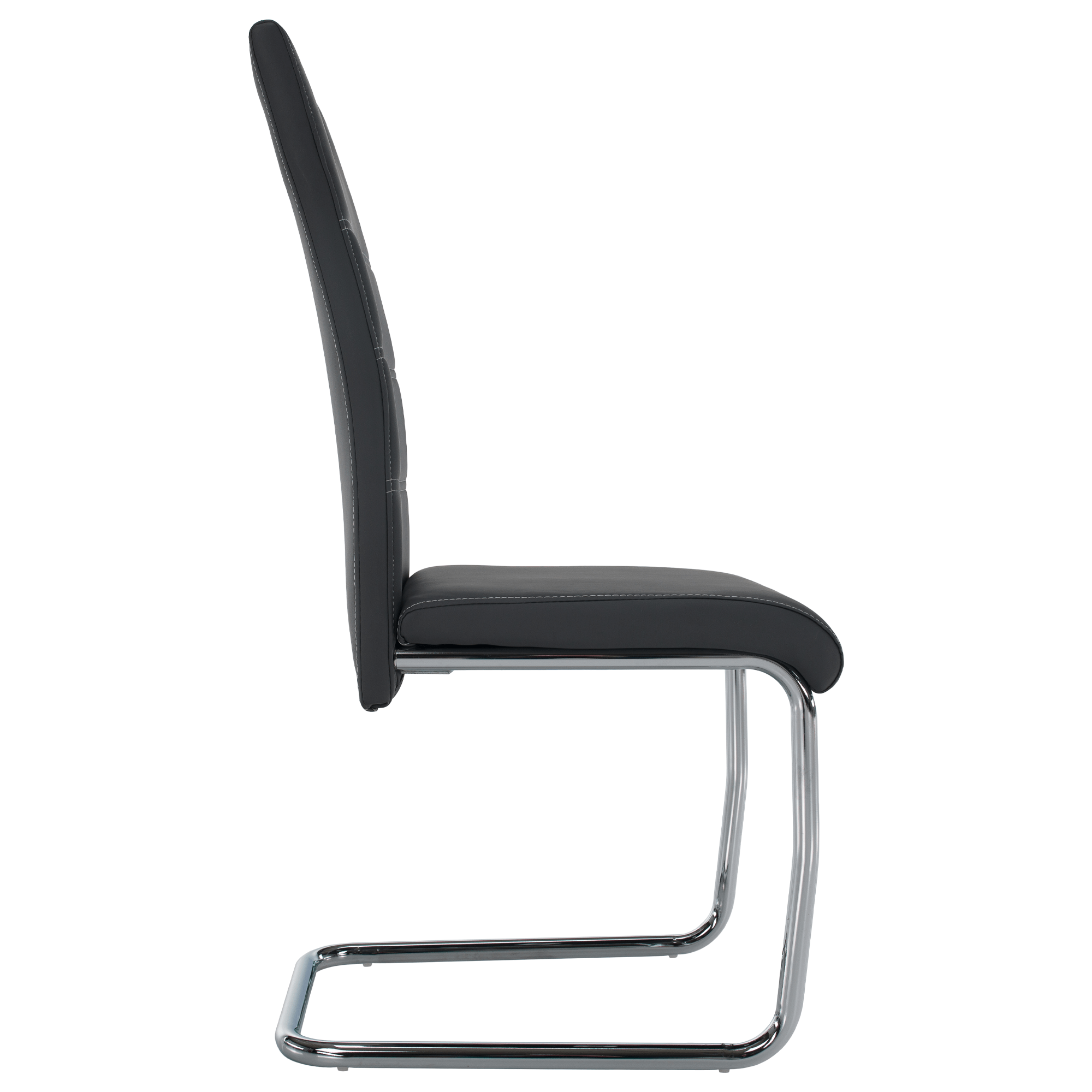 Scaun dining KOMIZA, gri închis / cusătură deschisă, piele eco / crom, 44x56.5x98.5 cm Kondela