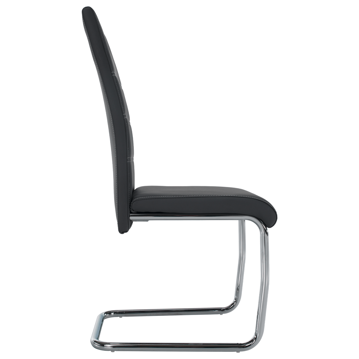 Scaun dining KOMIZA, gri închis / cusătură deschisă, piele eco / crom, 44x56.5x98.5 cm Kondela