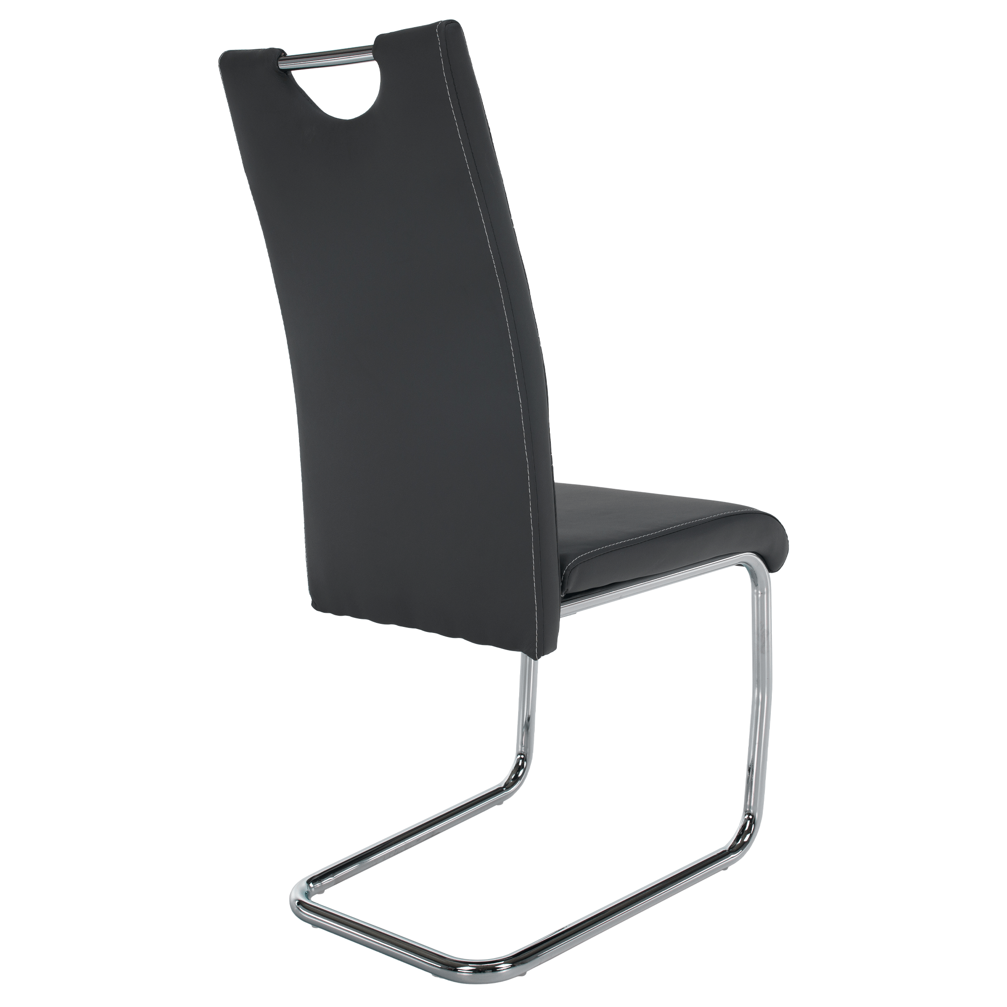 Scaun dining KOMIZA, gri închis / cusătură deschisă, piele eco / crom, 44x56.5x98.5 cm Kondela