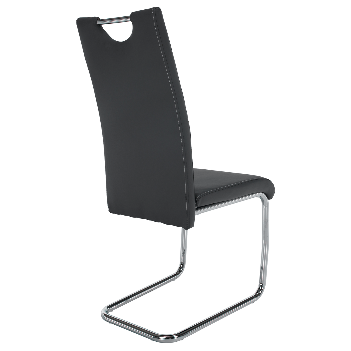 Scaun dining KOMIZA, gri închis / cusătură deschisă, piele eco / crom, 44x56.5x98.5 cm Kondela
