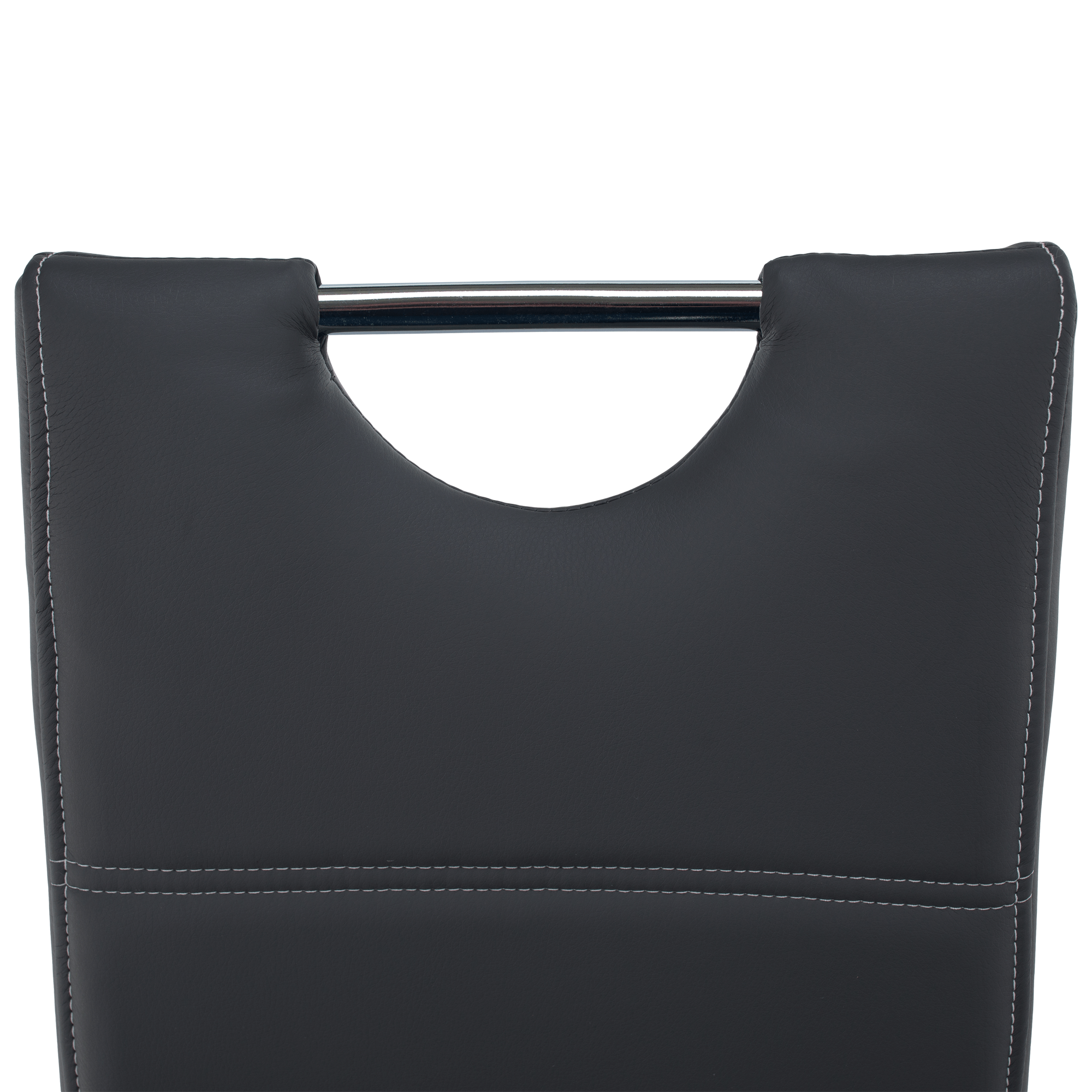 Scaun dining KOMIZA, gri închis / cusătură deschisă, piele eco / crom, 44x56.5x98.5 cm Kondela