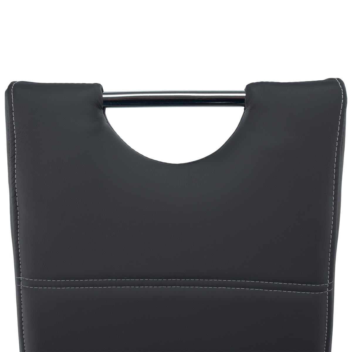 Scaun dining KOMIZA, gri închis / cusătură deschisă, piele eco / crom, 44x56.5x98.5 cm Kondela