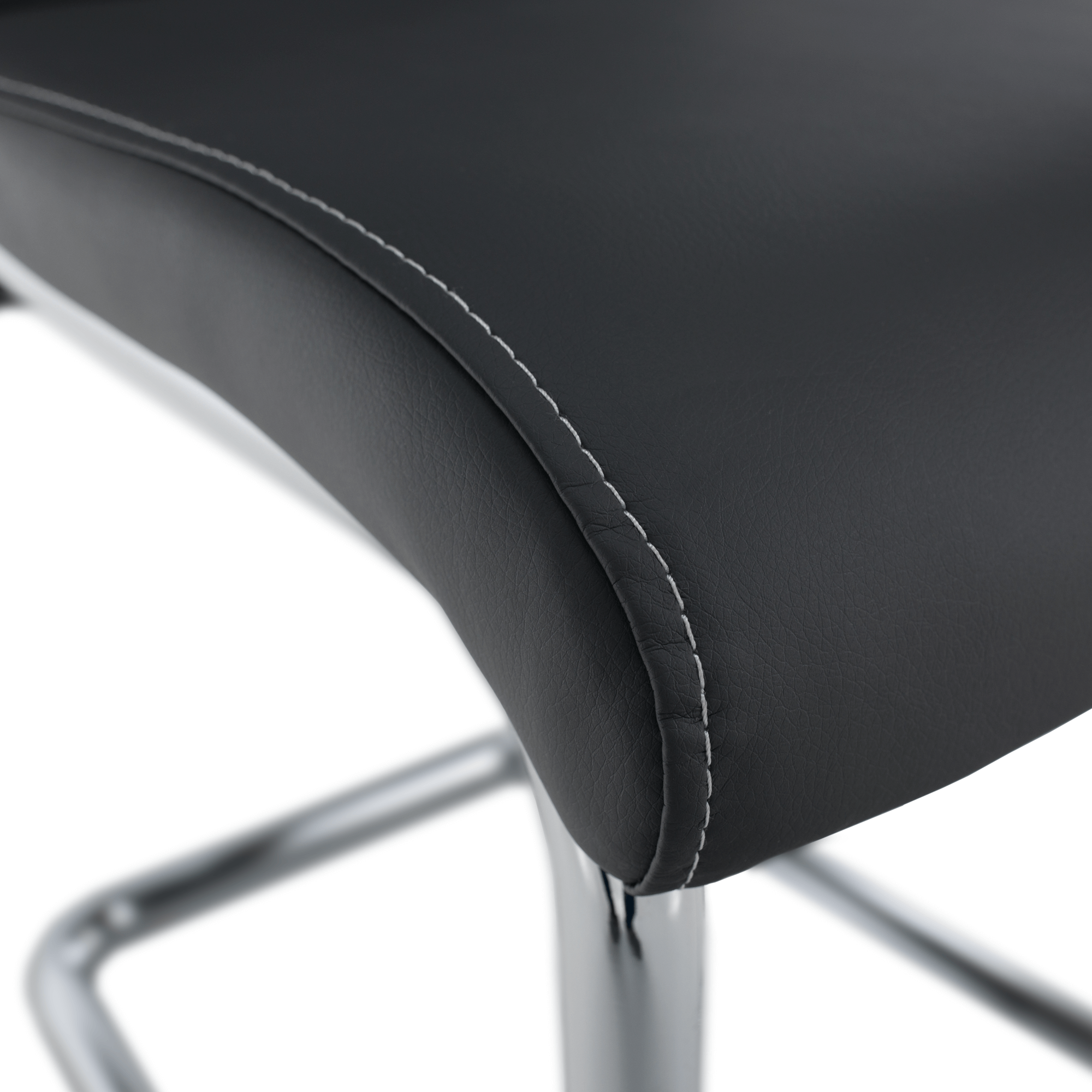 Scaun dining KOMIZA, gri închis / cusătură deschisă, piele eco / crom, 44x56.5x98.5 cm Kondela