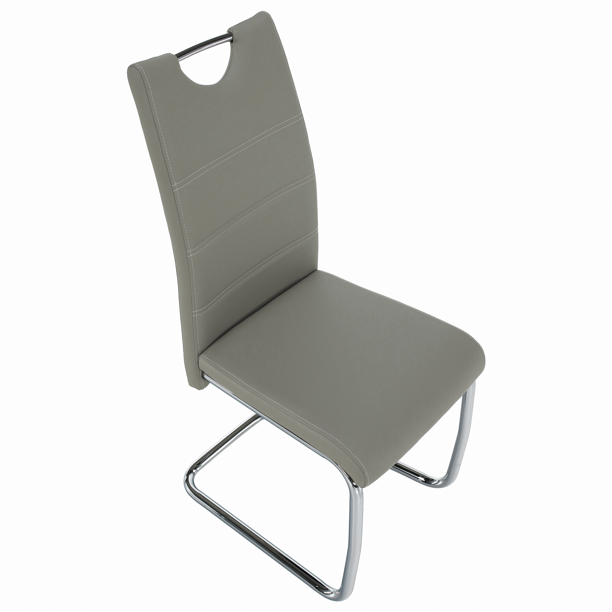 Scaun de bucătărie KOMIZA, gri deschis/cusătura deschisă, piele eco/crom, 43x44x96 cm Kondela