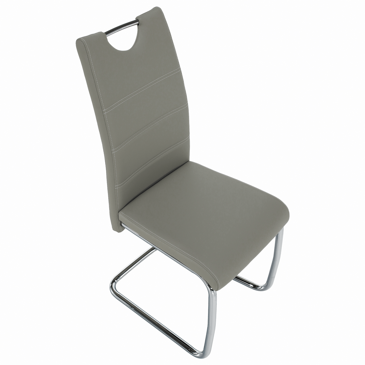 Scaun de bucătărie KOMIZA, gri deschis/cusătura deschisă, piele eco/crom, 43x44x96 cm Kondela