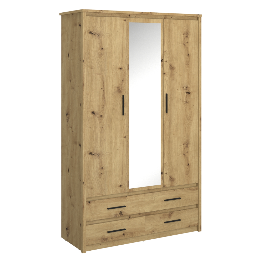 Dulap cu oglindă FERMO, stejar Artisan, 127.6x50.4x210 cm Kondela